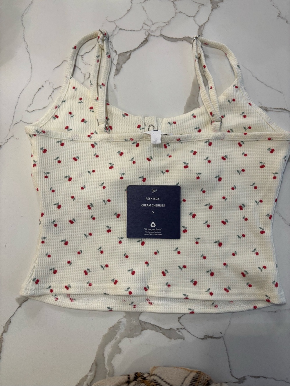 White Cherry-Print Ribbed Tank - Picture 2 of 2